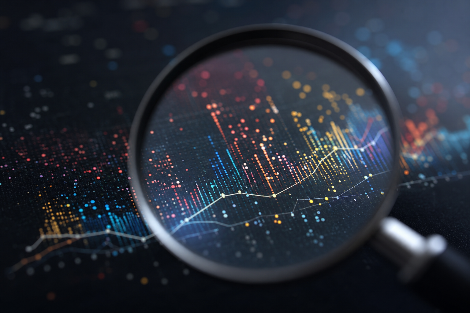 Magnifying Glass Examining Data